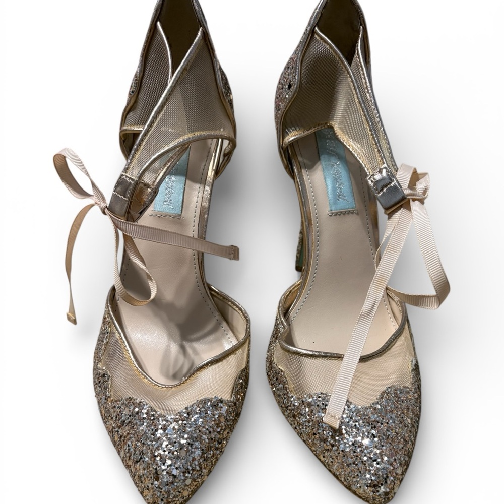 Sale!!! Betsey Johnson Champagne Glitter Heels